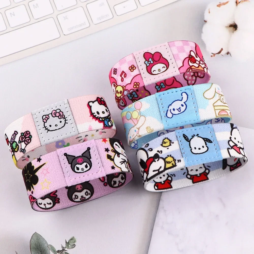 Kawaii Cute Anime Peripheral Kuromi Cartoon Hello Kitty Design Elastic Force Movement Bracers Wristband Friend Festivals Gift