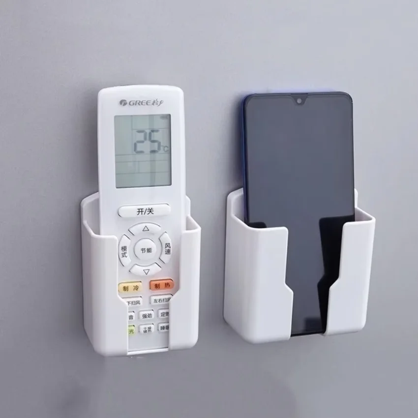 Universal Remote Control Holder No Punching Required Air Conditioning TV Rack Shelf Adhesive Wall Mounted Mobile Phone Plug Case