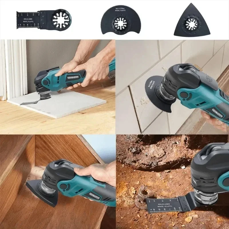Vesmatity Brushless Oscillating Multi Tool Saw Trimmer Shovel Cutter for Woodworking Makita 18V Battery System Max
