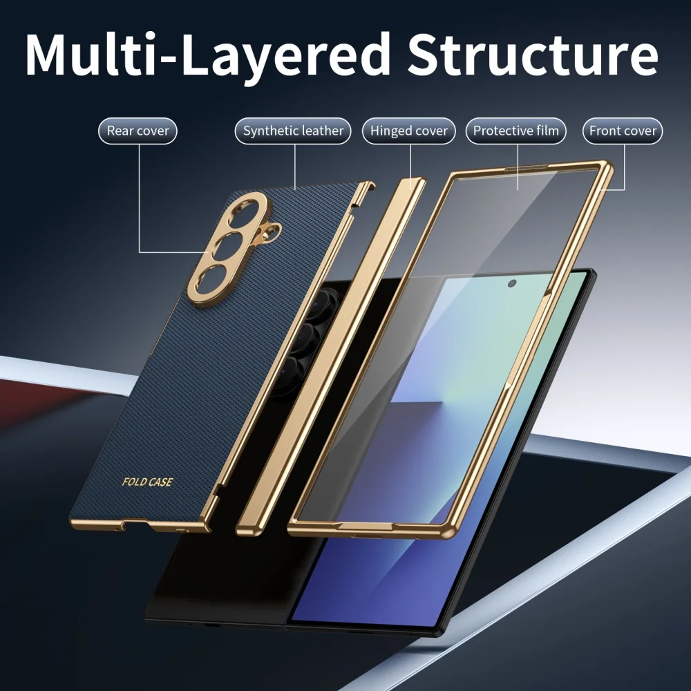 Matte Business-Frontfolie mit Kamera-Schutz und Lederhülle für Samsung Galaxy Z Fold 8 7 6 5 4 ZFold8 Scharnierabdeckung – Detail 4