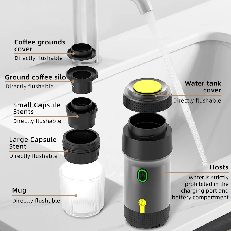 ポータブル全自動エスプレッソカプセルコーヒーマシン、電気コーヒーマシン、コーヒーパウダーの大小のカプセル