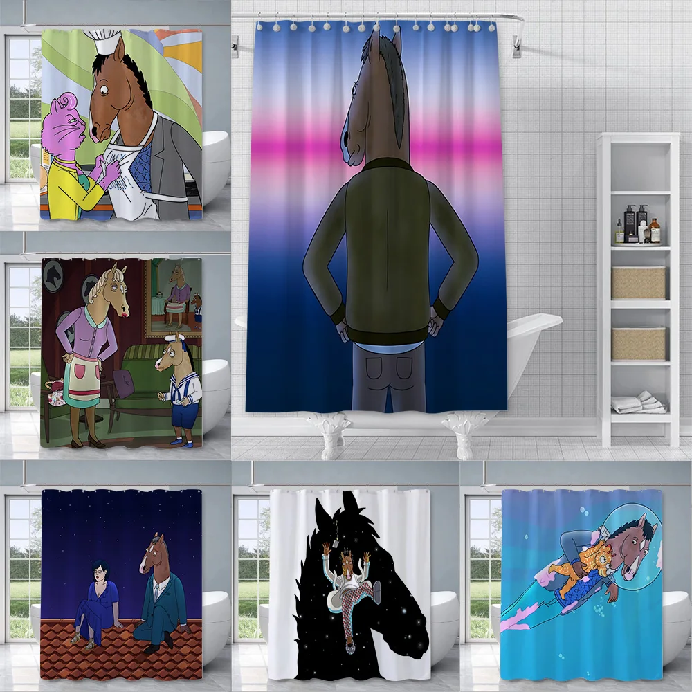 B-BoJack Horseman Shower Curtain Waterproof Polyester Fabric Paint Colorful Bath Curtains Home Bathroom Decor Curtain With Hook