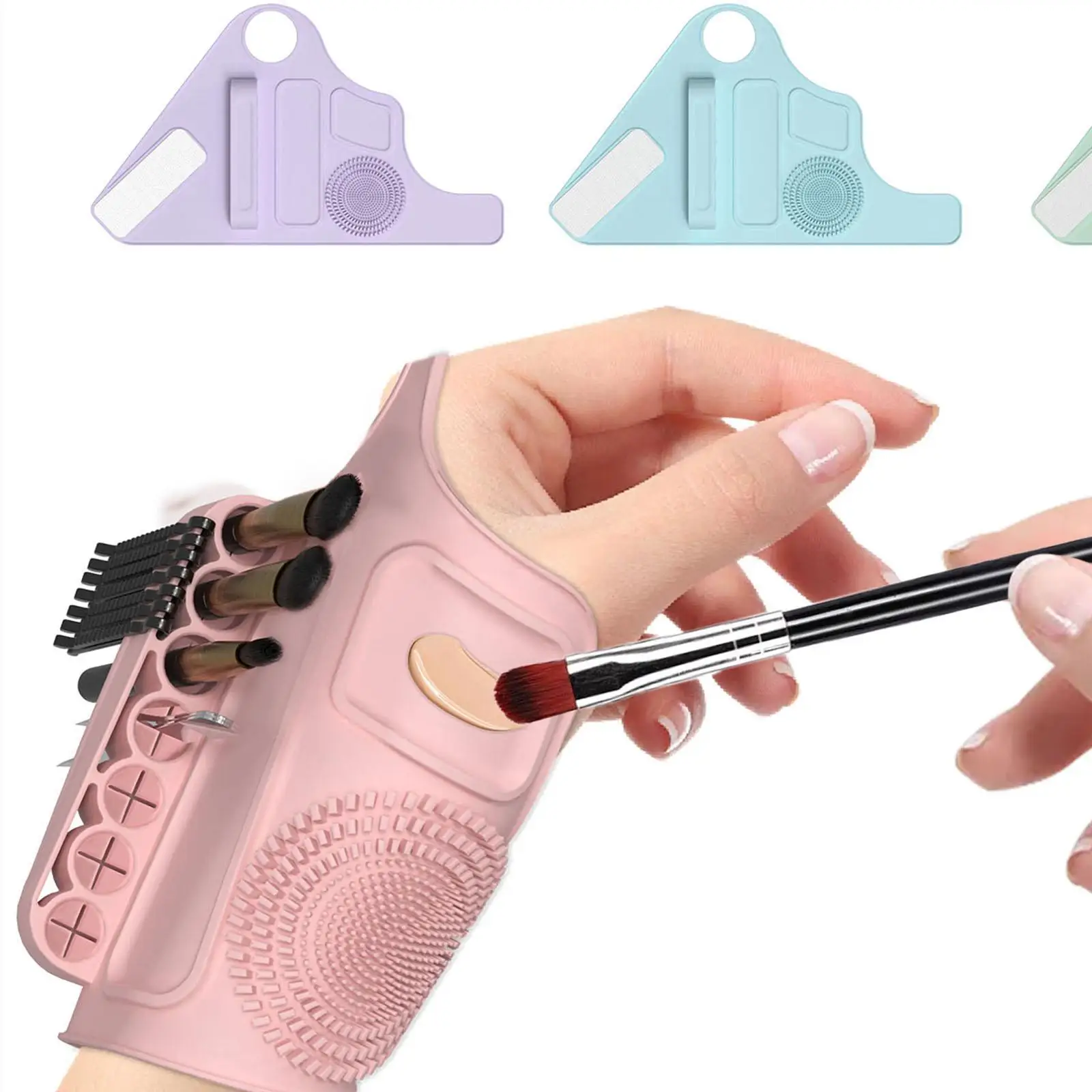 Brush Cleaning Mat Multipurpose Compact Lightweight Silicone Makeup Wristband for Cosmetic Tools Brush Painting Brush Eyeliner