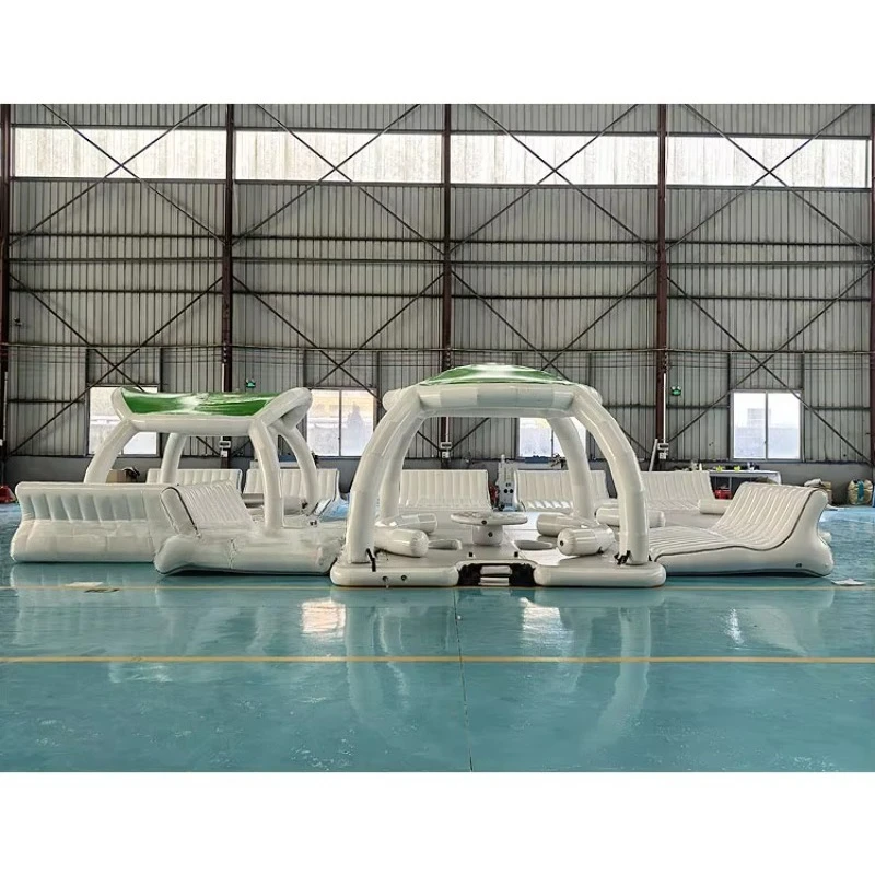 Customized PVC Inflatable Floating Island Water Toys Yacht & Aqua Party Mat Tent Floating Oasis for Fun & Relaxation