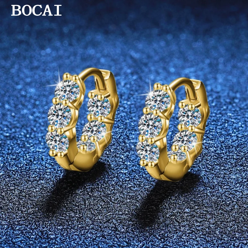 

BOCAI S925 Silver Simple And Fashionable Moissanite Earrings