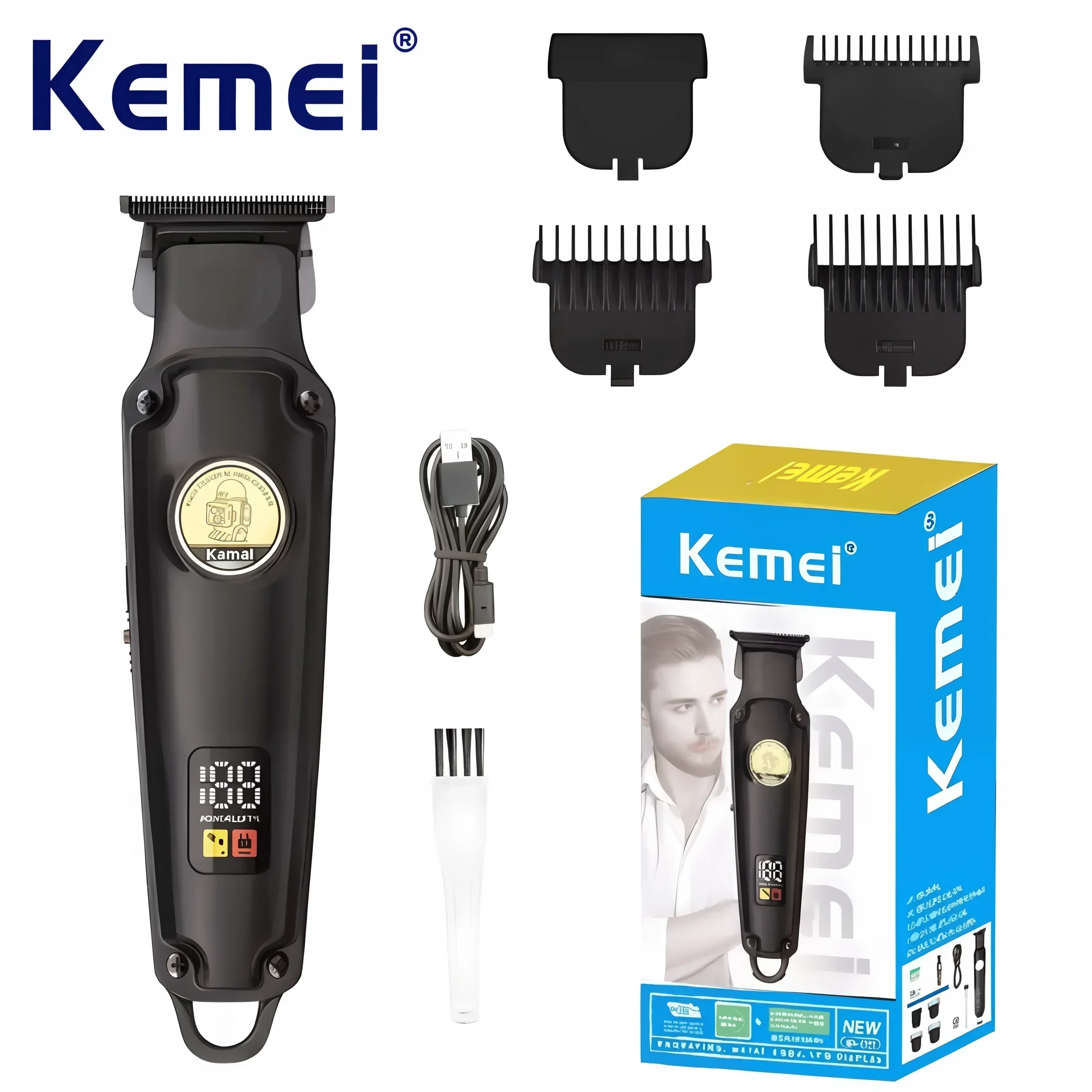 Kemei KM-2371 Men's Home Electric Hair Trimmer LCD Display Adjustable Body Hook For Easy Storage Kemei Hair Clippers Men