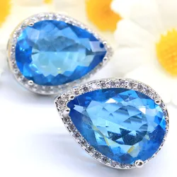Buy 6 Get 1 Free 22x16mm Lovely Cute 18x13mm Drop Sapphire Mystic Topaz Color Changing Zultanite cz Silver Plated Earrings