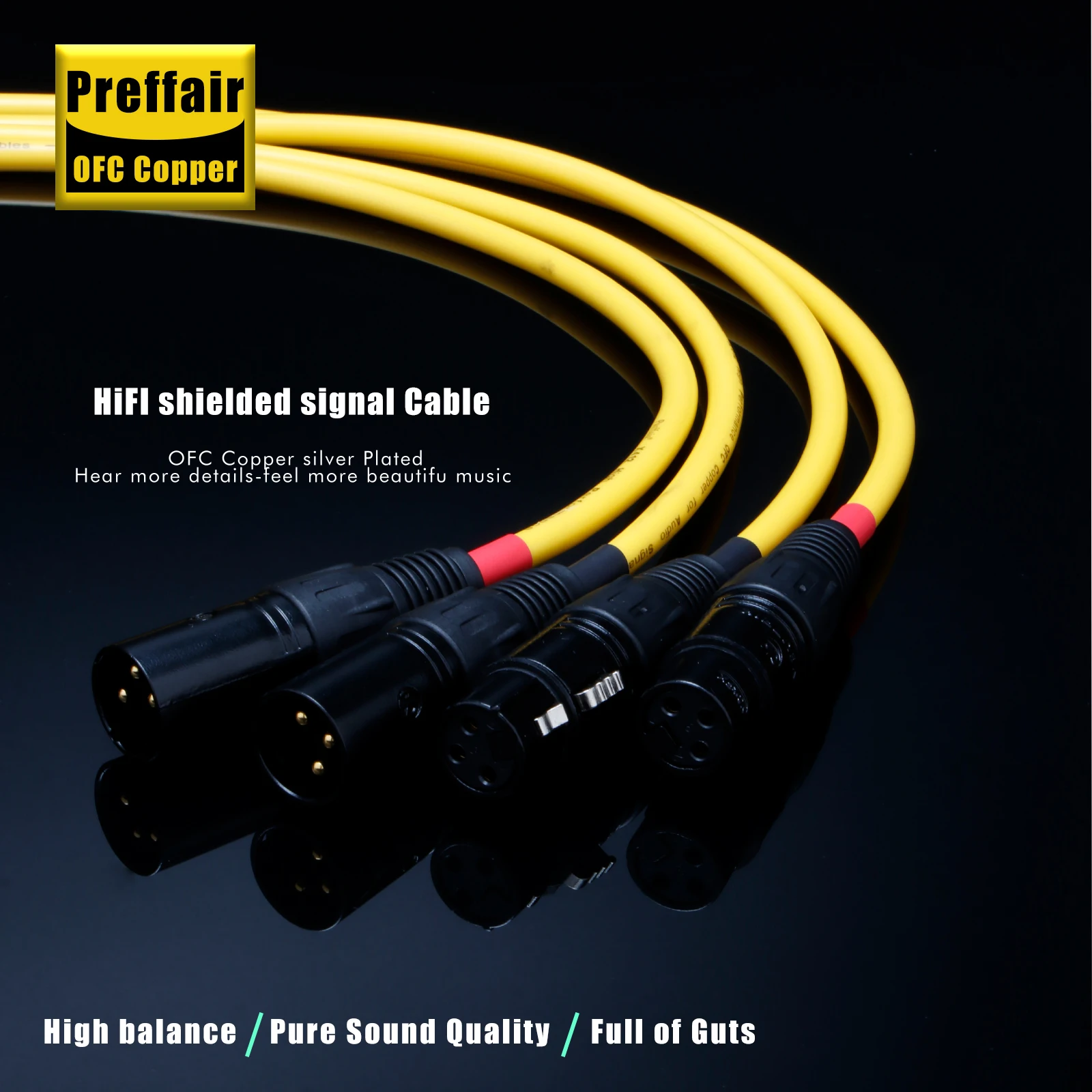 XLR-Kabel-Paar Preffair X412 Stecker auf Buchse Verlängerungskabel für Mikrofon Audio Sound Verstärker Kamera – Detail 2