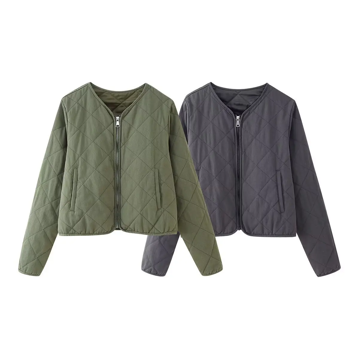 

Женская одежда, осень 2021, новинки, модная и универсальная свободная стеганая куртка с бриллиантами, хлопковая куртка