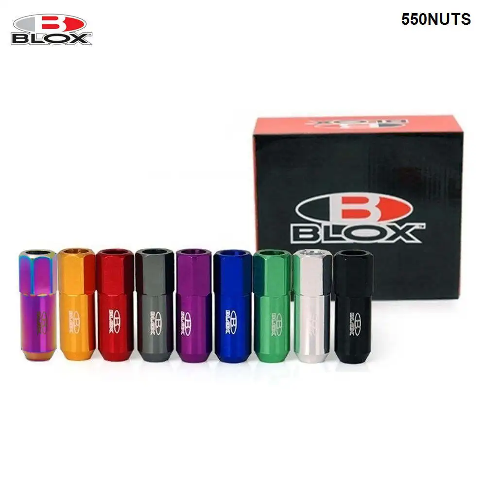 Blox Forged 7075 Aluminum Universal Racing Car Wheels Rims Lug Nuts M12X1.25 / M12X1.5, L :60mm (20 Pcs/Set) HU-550NUTS