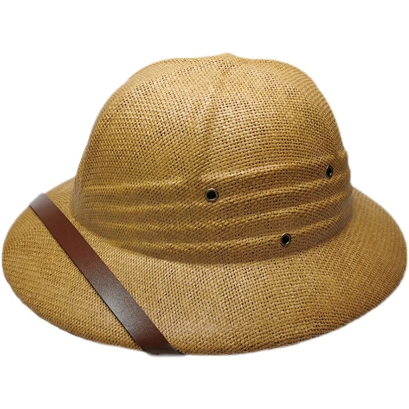 Parent-child Vietnam Toquilla Straw Helmet Pith Sun Hat For Boy Girl War Army Hat British Explorer Hat Safari Jungle Miners Cap