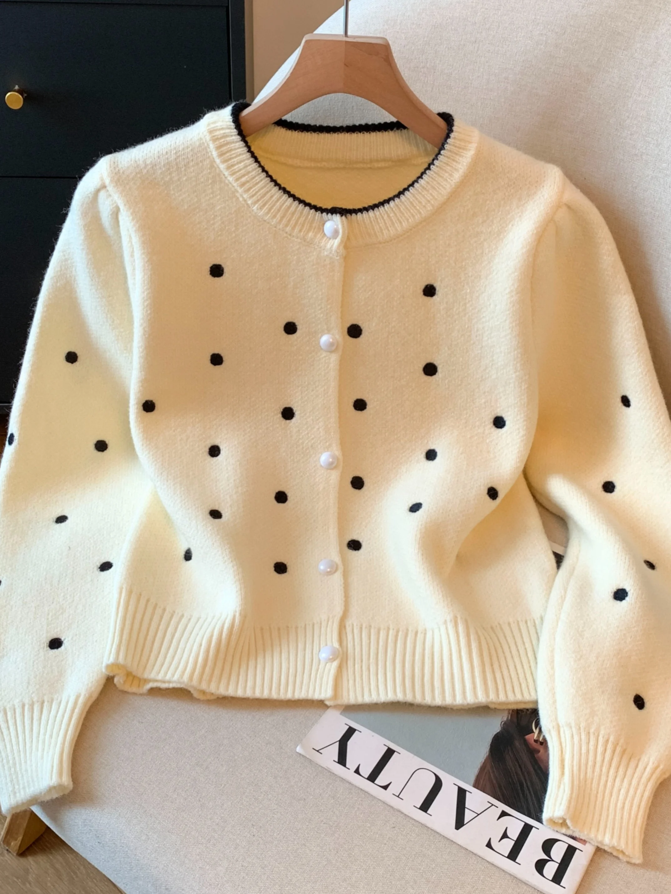 

Recommended Self-Purchase Long Sve Knitted Cardigan Women's Autumn Winter Lazy Sle Small Size Sweater Coat Polka Dot Pat...