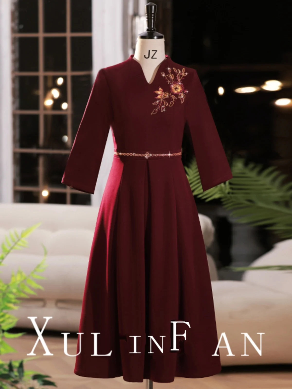 

Новое осеннее платье для свадьбы в китайском стиле, средней длины, для матери жениха/невесты