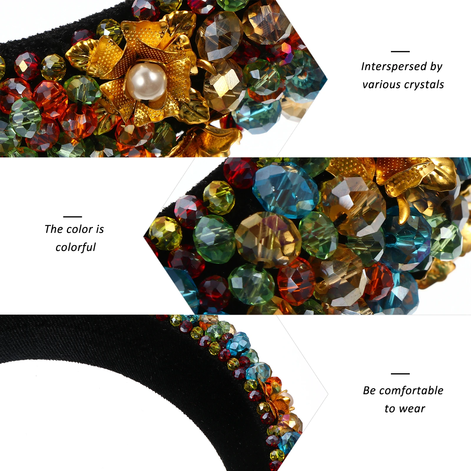 

Pearl Flower Headb Rhinestone Crystal Bejewelled Hairb Women Bridal Headwear Fashion Accessories Comfortable Durable