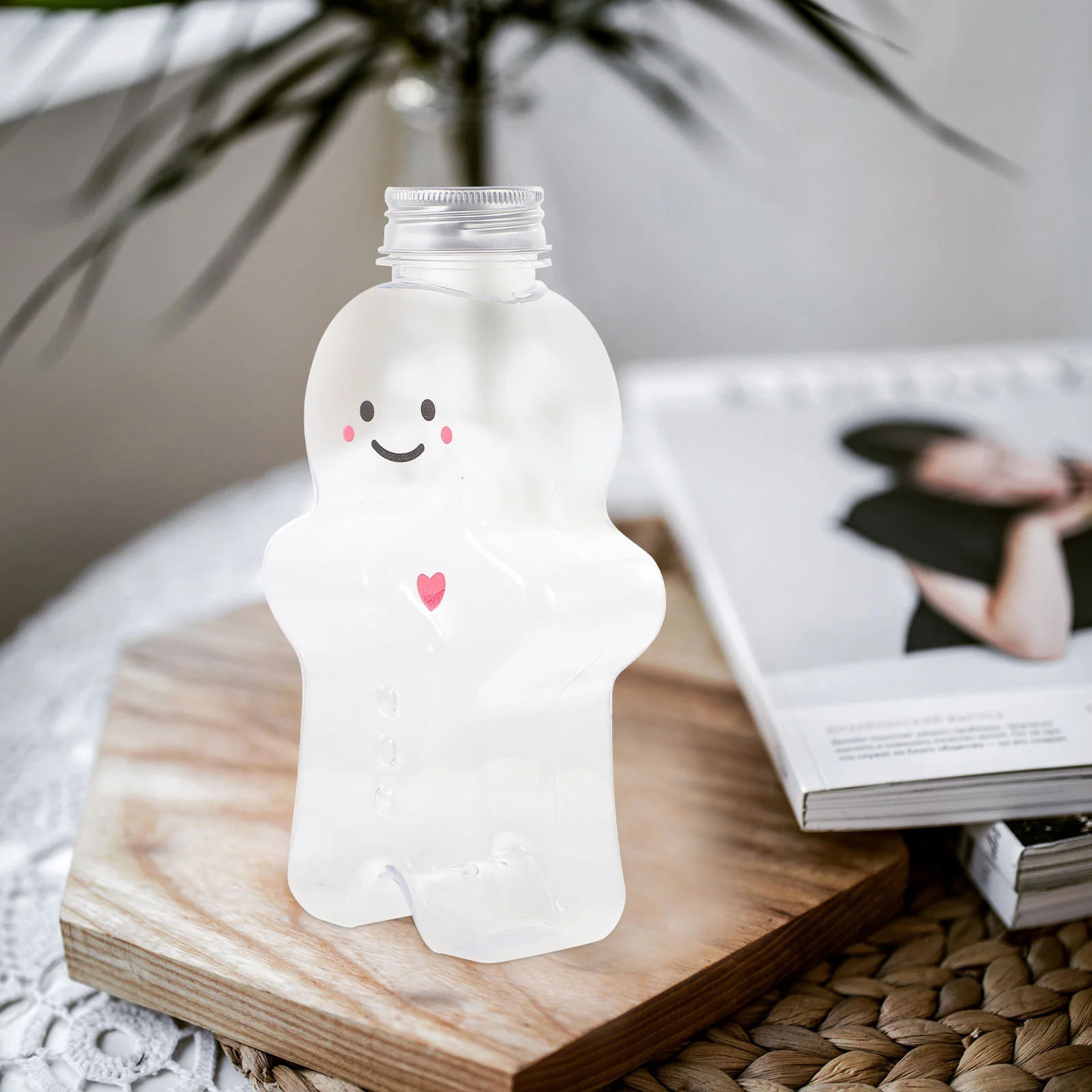 3 Sets Hot Water Bottle Christmas Drink Glasses Containers with Lids Gingerbread Man The Pet Reusable Juice Bottles