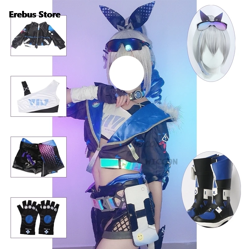 game Honkai Star Rail Silver Wolf Cosplay Costume Wig  Uniform Glasses Earrings Stellaron Hunters Hacker Halloween Party Women