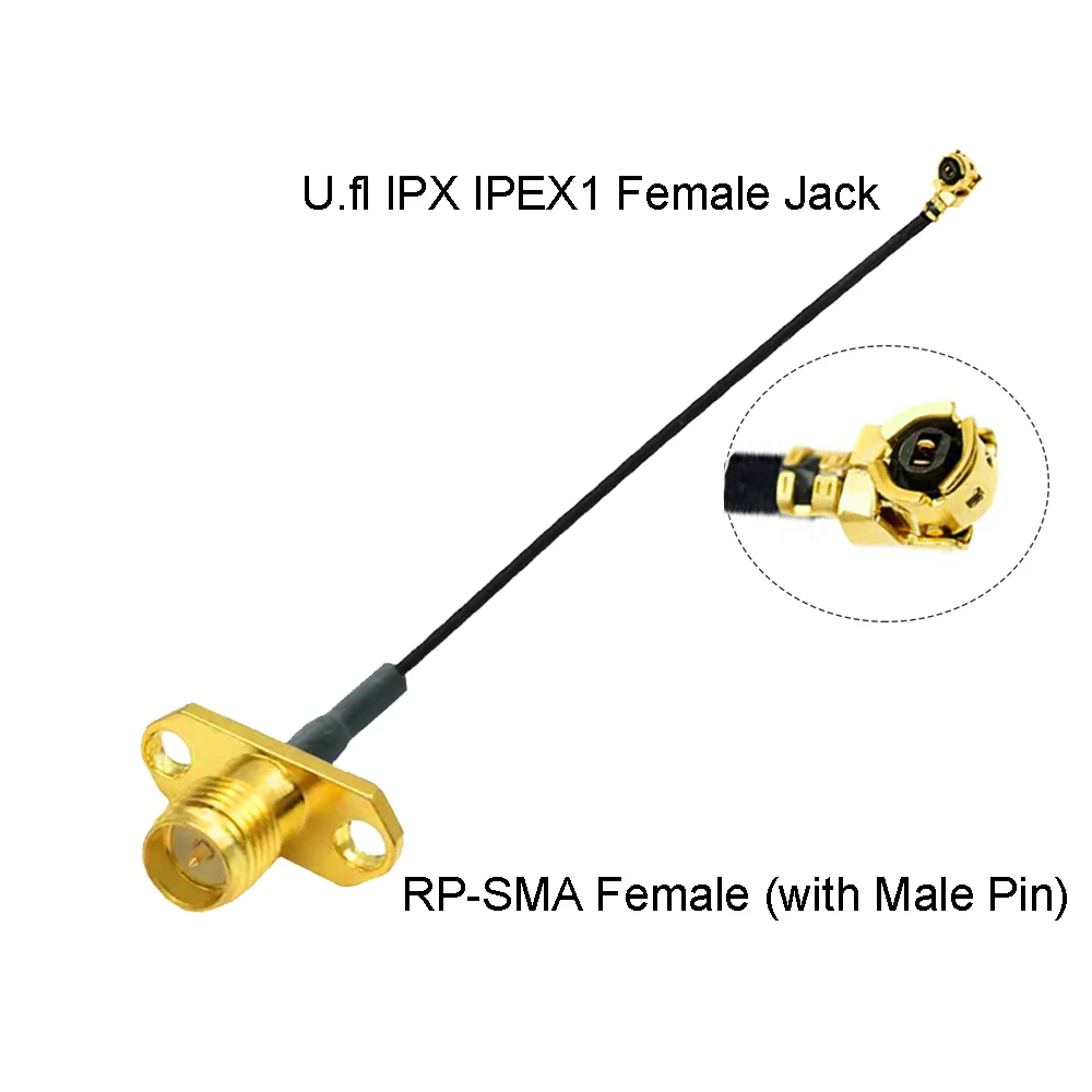 1PCS u.FL   1 to RP-SMA / SMA Female 2 Hole Flange Panel Mount RF113 Pigtail WIFI Antenna Extension Cable Jumper