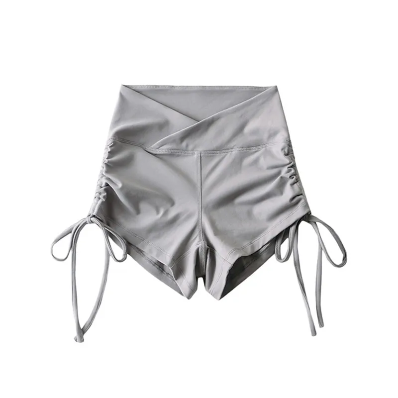 High Waist Yoga Fitn Pants with Rope Design on Both Sides Slimming Sports Tight Butt Lifting Tee-quarter Length Straight...