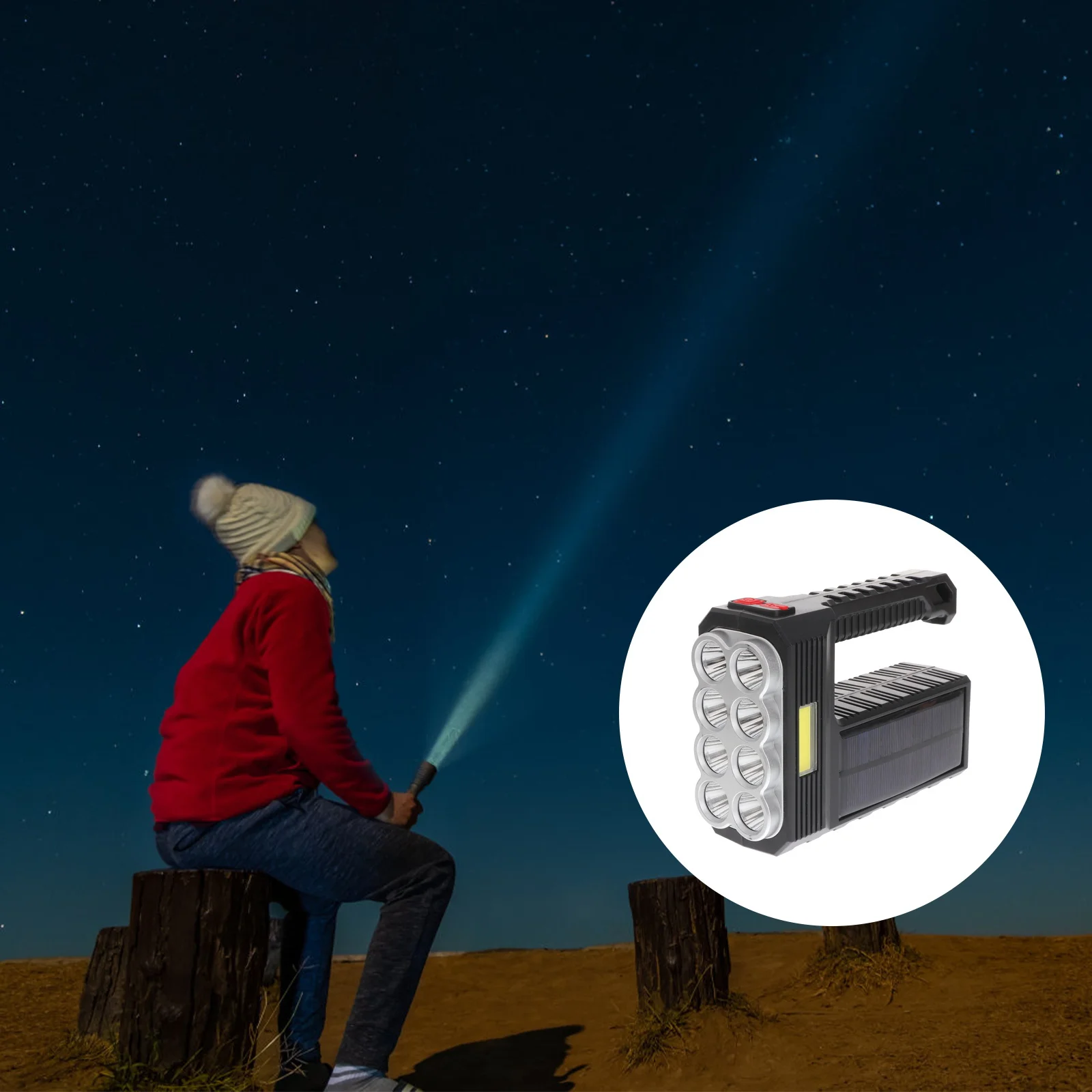 

LED Solar Outdoor Compact Spotlight Rechargeable High-Capacity Sturdy Waterproof for Camping