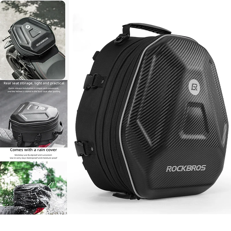 

Carbon Fiber Motorcycle Helmet Bicycle Storage Bag Hard Shell Rear Seat Bag Handbag Backpack Electric Bike Trunk Bag