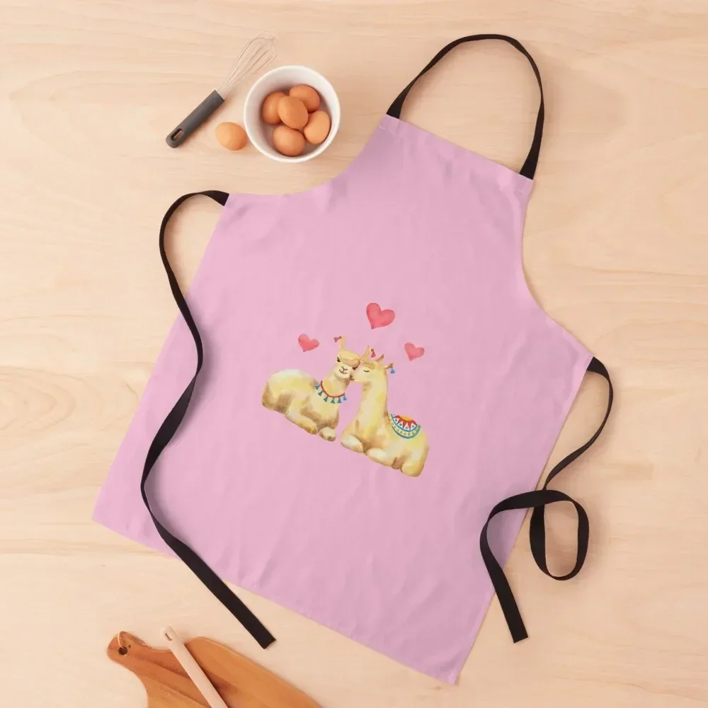 

Llamas in llove 2 Apron For Cooking Kitchens Men Trim Cloth Apron