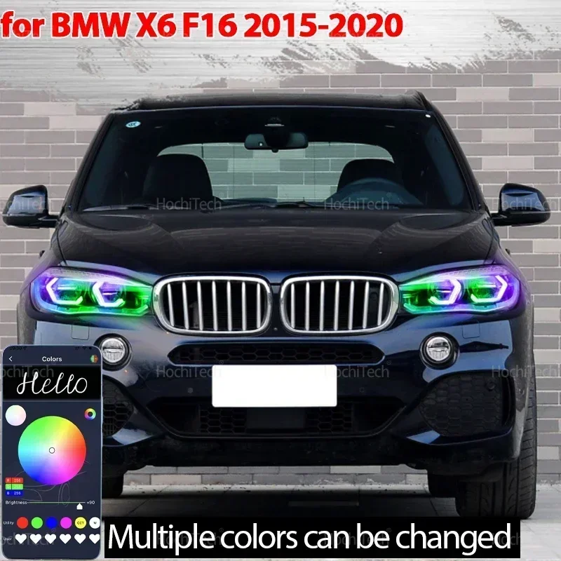 

For BMW X6 F16 2015-2019 XDrive35i XDrive50i XDrive30d XDrive35d 40d M50d Flowing DRL Multi-colored M4 Style LED Angel Eyes