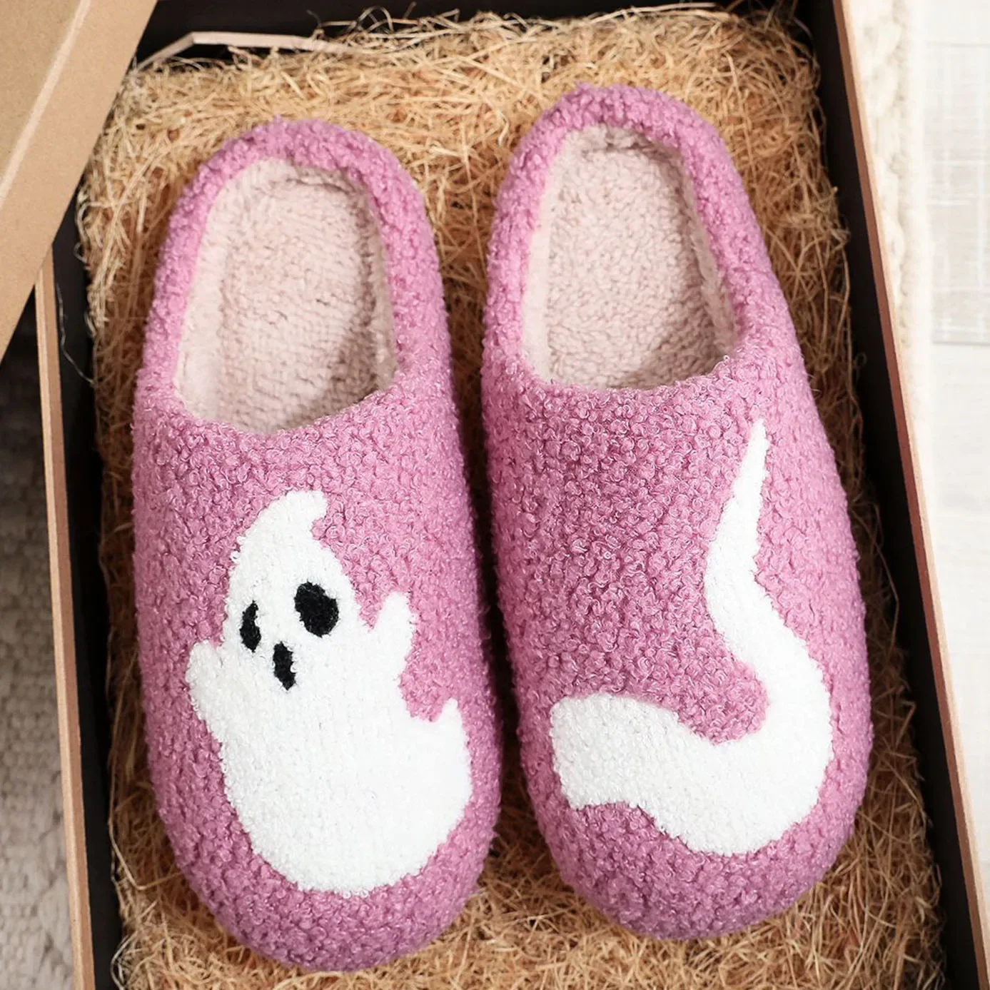 Halloween Ghost Slipper Plattform Anti Slip warmes Zuhause Baumwoll schuhe Winter Indoor lustige pelzige Hausschuhe Frauen Männer Halloween Geschenk