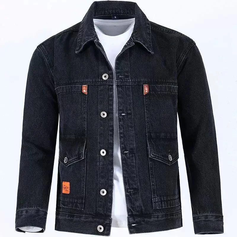 Retro American Denim Jacket Men's Spring Autumn Casual Wear-Resistant Stain-Resistant Multi-Pocket Outerwear Long Sleeve