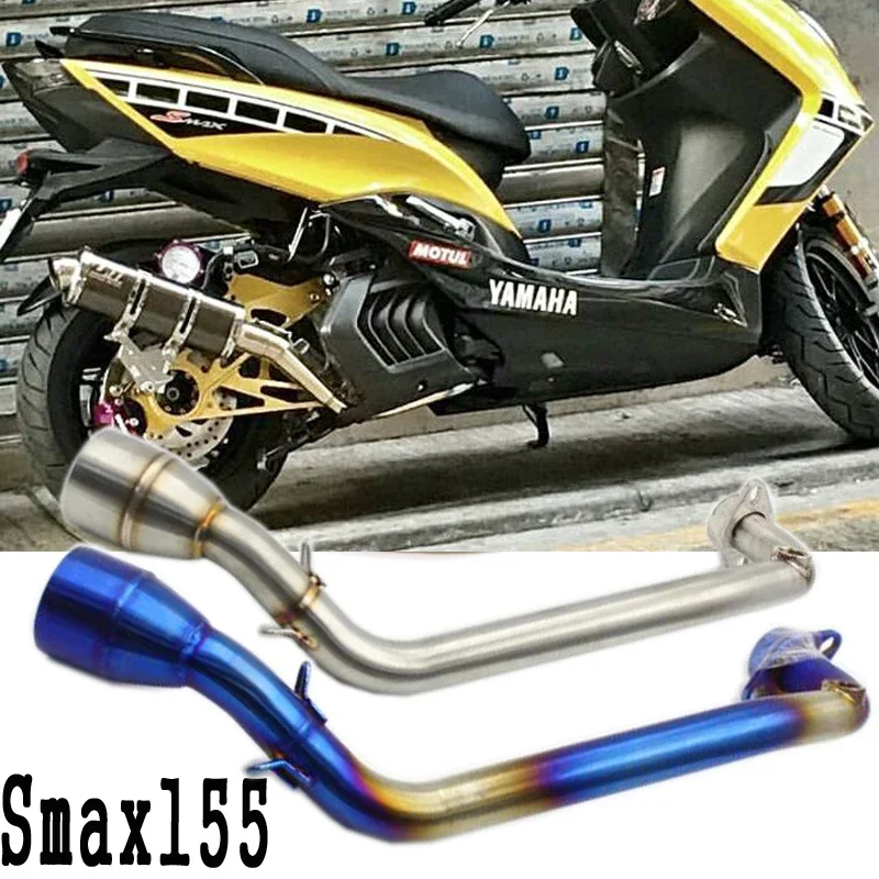 

Motorcycle Exhaust Without Muffler Full System Pipe Connecting Mid Pipe Slip On For Yamaha SMAX155 FORCE 155 SMAX 155 FORCE155