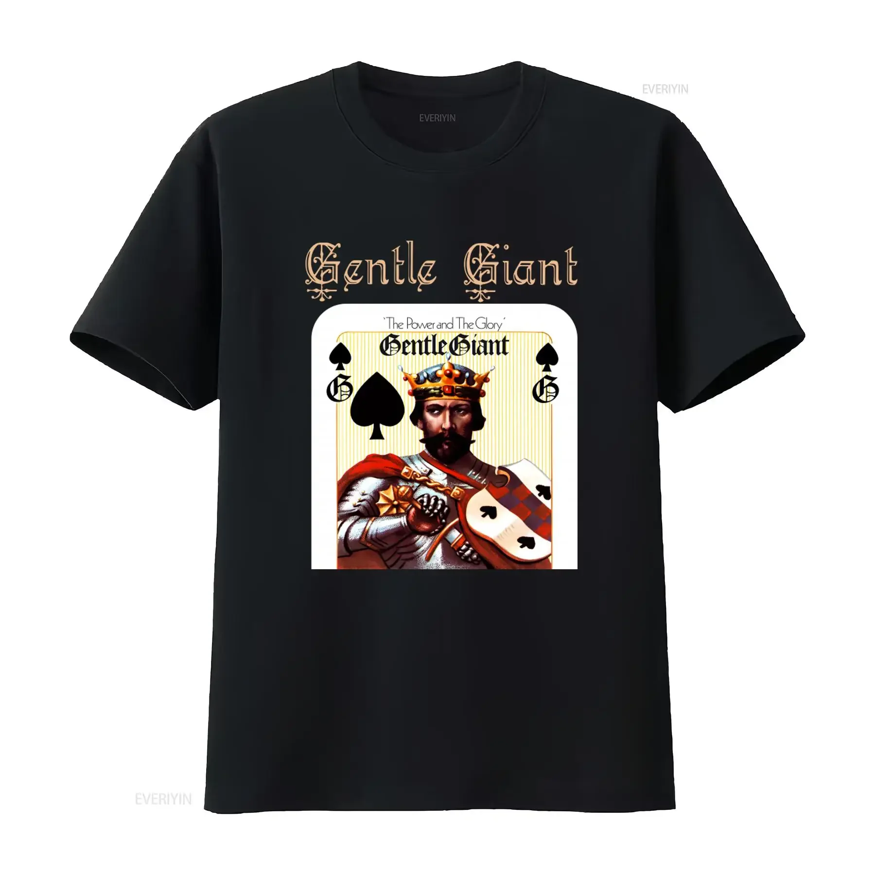Camiseta masculina de algodão tamanho regular Gentle Giant The Power and Glory, vintage, lavada, com estampa gráfica, estilo streetwear, macia, unissex.