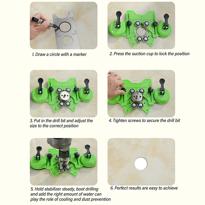 Localizzatore di apertura Punta da trapano regolabile da 4-83 mm Guida per sega a tazza Strumenti di costruzione per dispositivi di maschere per piastrelle di ceramica per la lavorazione del legno