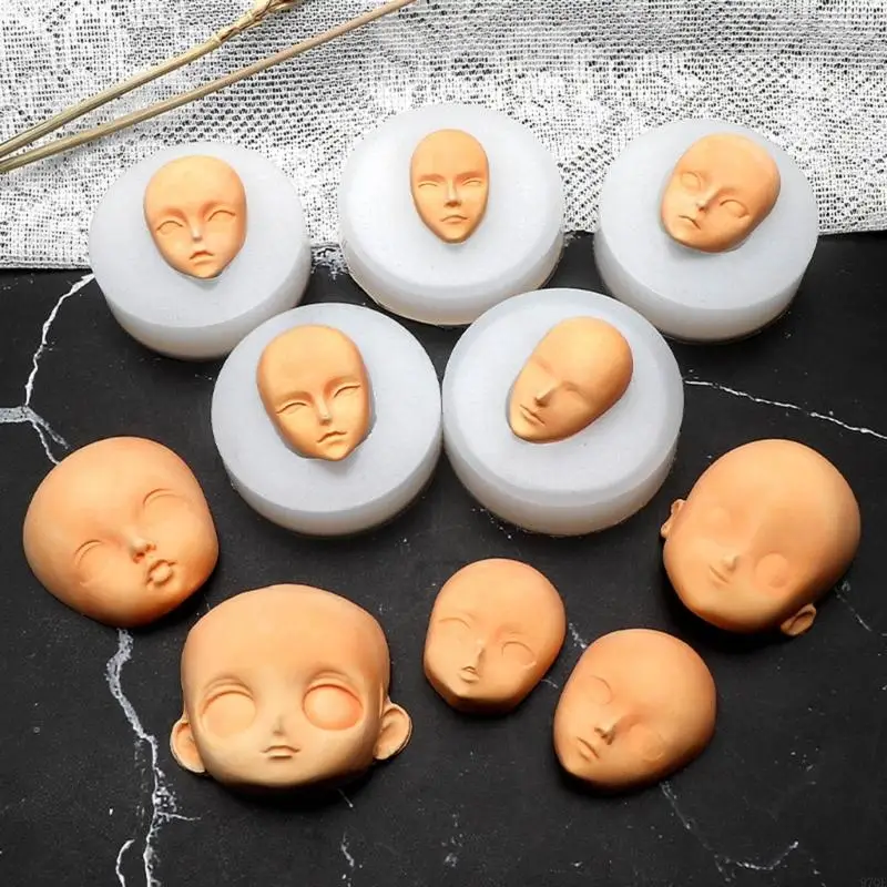 97Qe Dolls Head Face Mold, Silicone Baby Heads, Baby Shower Fondant Cake Mold