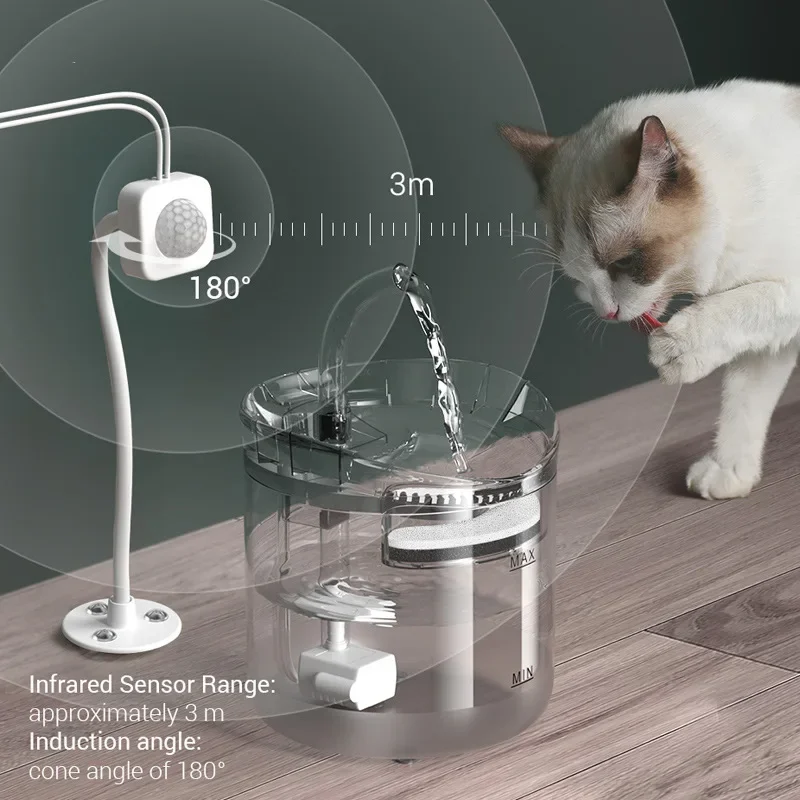 2L Automatic Cat Water Fountain With Faucet Dog Water Dispenser Auto Filter Drinker Pet Sensor Drinking Bowl For Cats Feeder