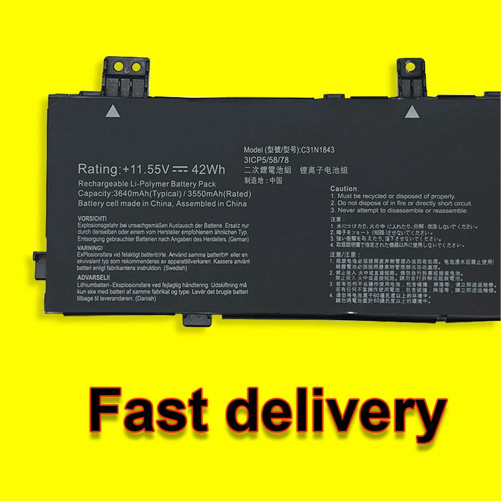 New C31N1843 Laptop Battery For ASUS VivoBook S15 S532F S532FL S432F S432FA S532FA 11.55V 42Wh