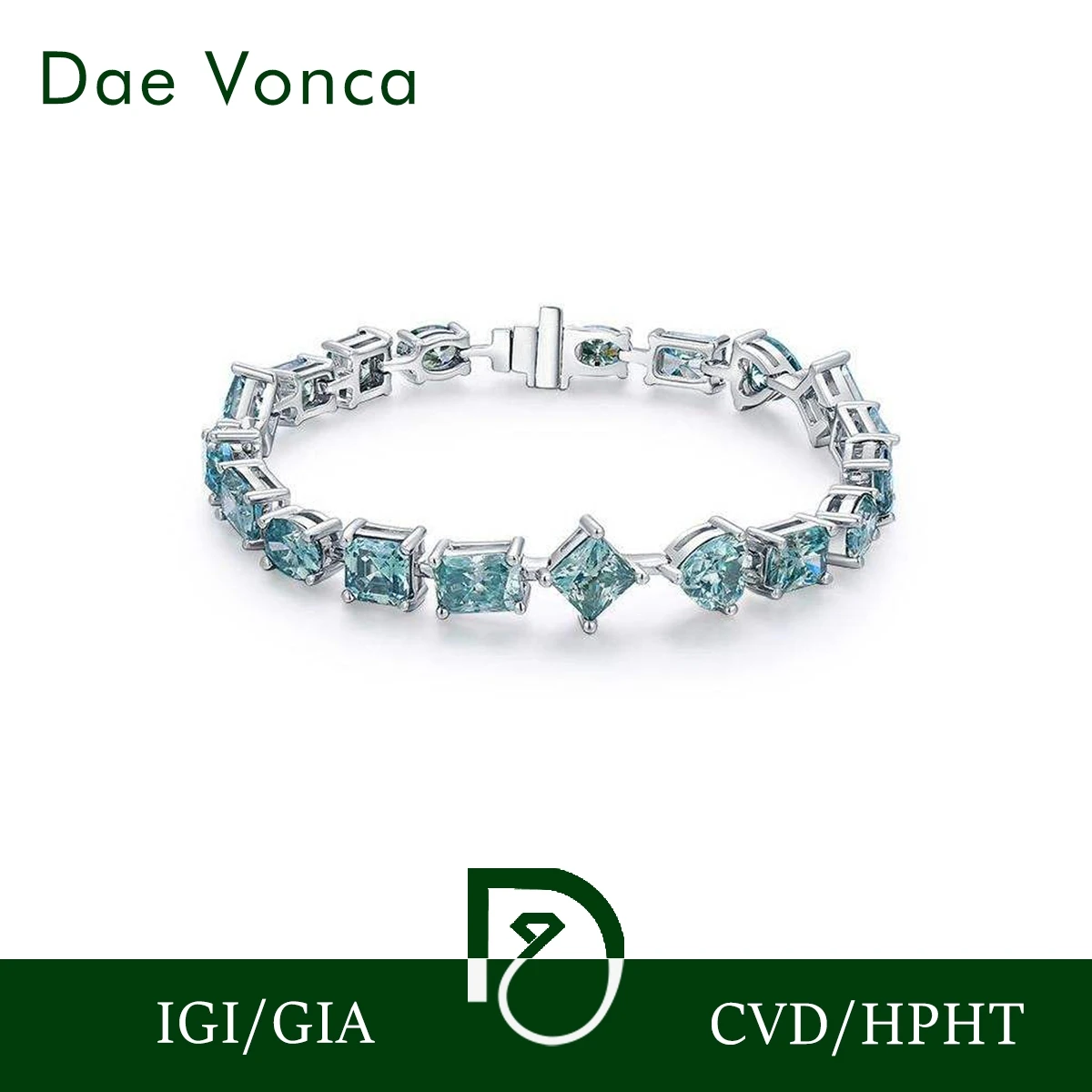 

Фантазийная форма, выращенный в лаборатории, браслет с бриллиантами, 14 карат, белое золото, принцесса, квадратное сердце, изумруд, овал, синий, зеленый бриллиантовый браслет