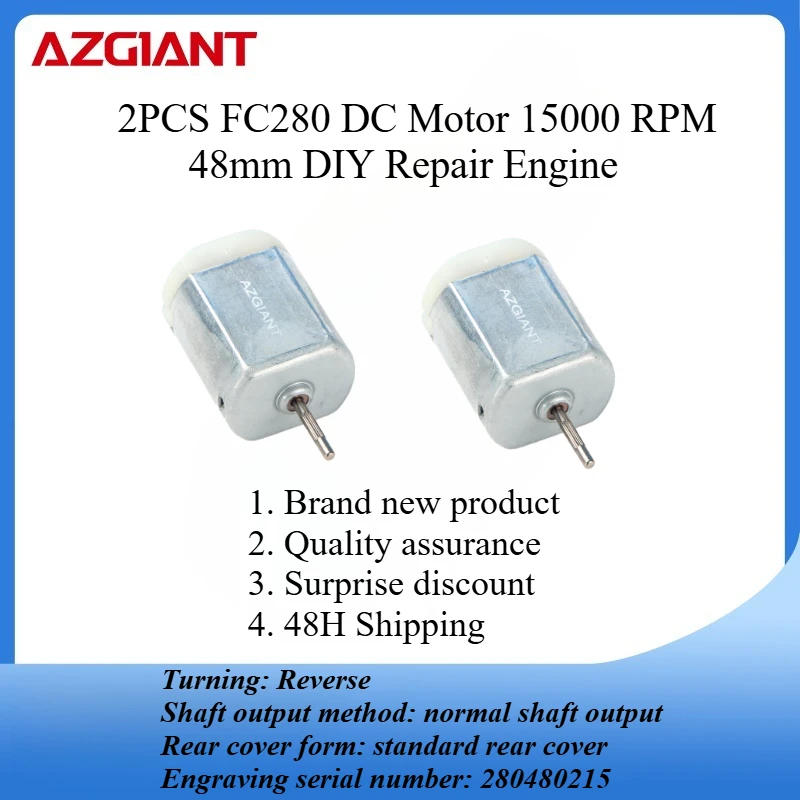 

2PCS FC280 DC Motor 15000 RPM 48mm DIY Repair Engine For Car Replacement Power OEM Accesseries Reverse Rotation Toy High Quality