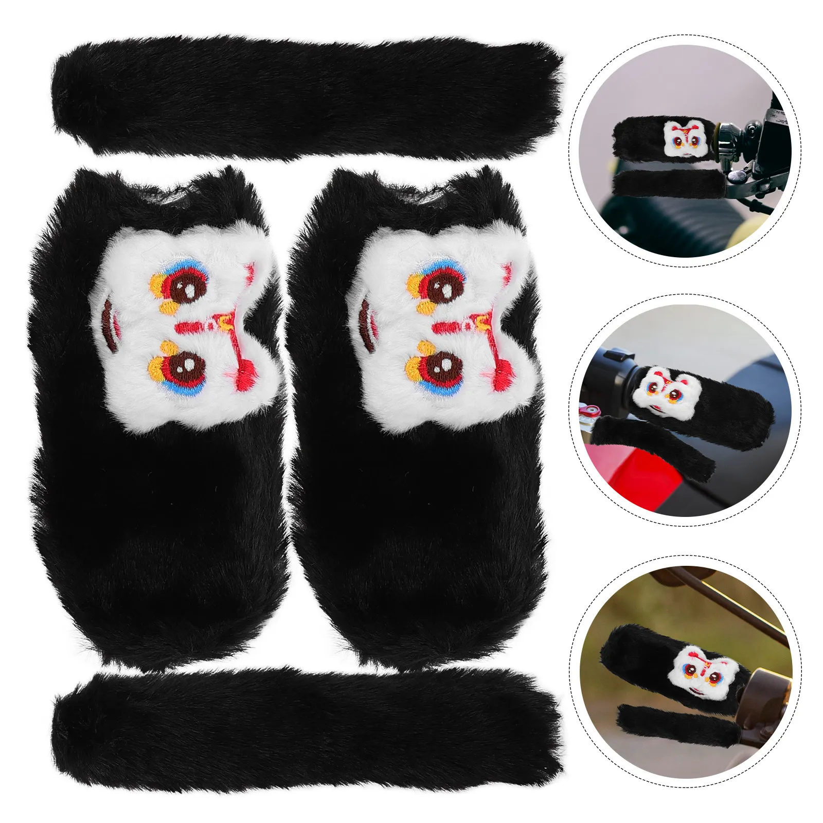 

1Pair Winter Motorcycle Handlebar Covers Electric Warmers Cute Cartoon Design Universal Fit for Motorcycles Bicycles