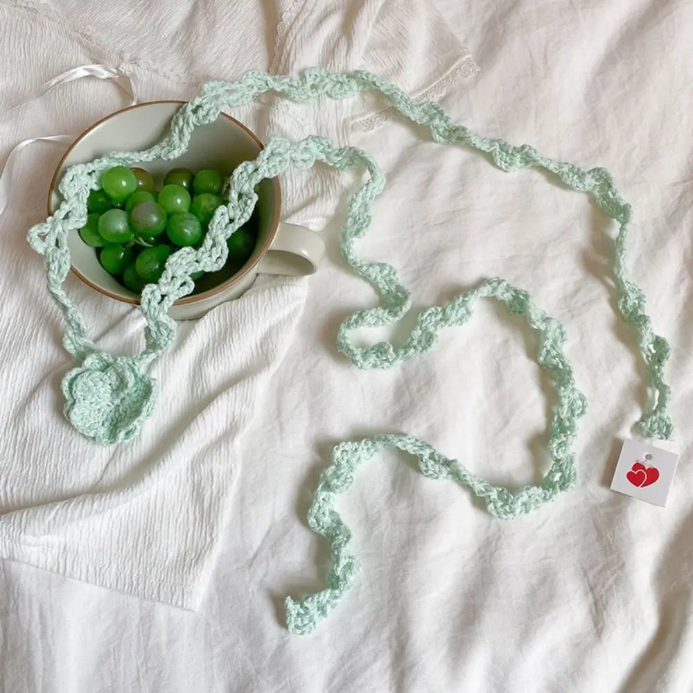 クールな韓国スタイルの花ニットスカーフウール薄いローズフラワーショールエレガントなかぎ針編みの細長いスカーフ屋外