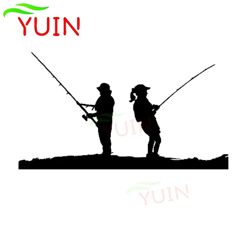 

Car Sticker Men and Women Fishing Scene Funny Decals Personalized PVC Rear Windshield Decorative Accessories Waterproof Decal