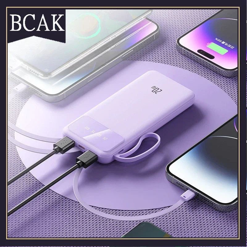 أحضر كابلك الخاص، بنك طاقة مريح بقدرة 20000 مللي أمبير في الساعة، مزود طاقة متنقل ذو سعة كبيرة وشحن سريع هدية BCAK لهاتف Iphone
