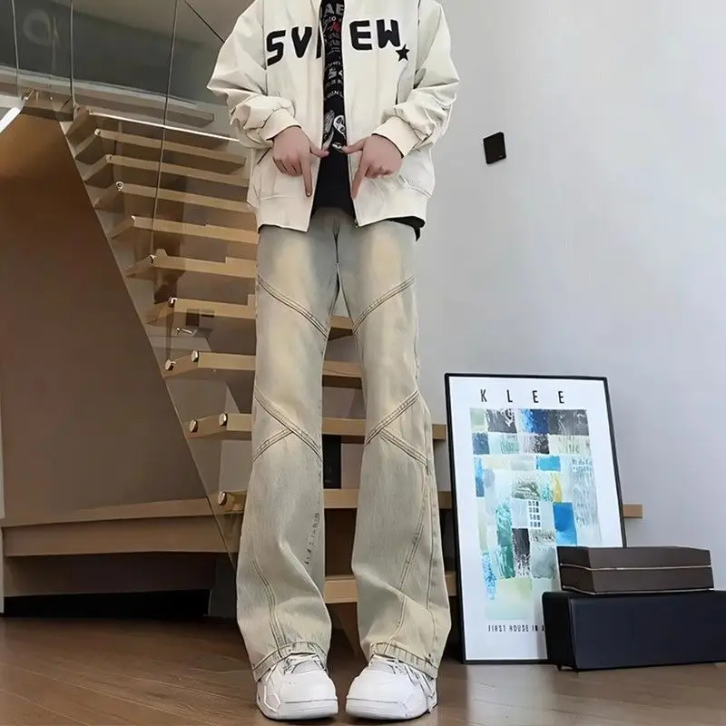 

Высококачественные мужские брюки Yellow Mud High Street, прямые тонкие слегка затянутые брюки-карго, расклешенные джинсы для мужчин