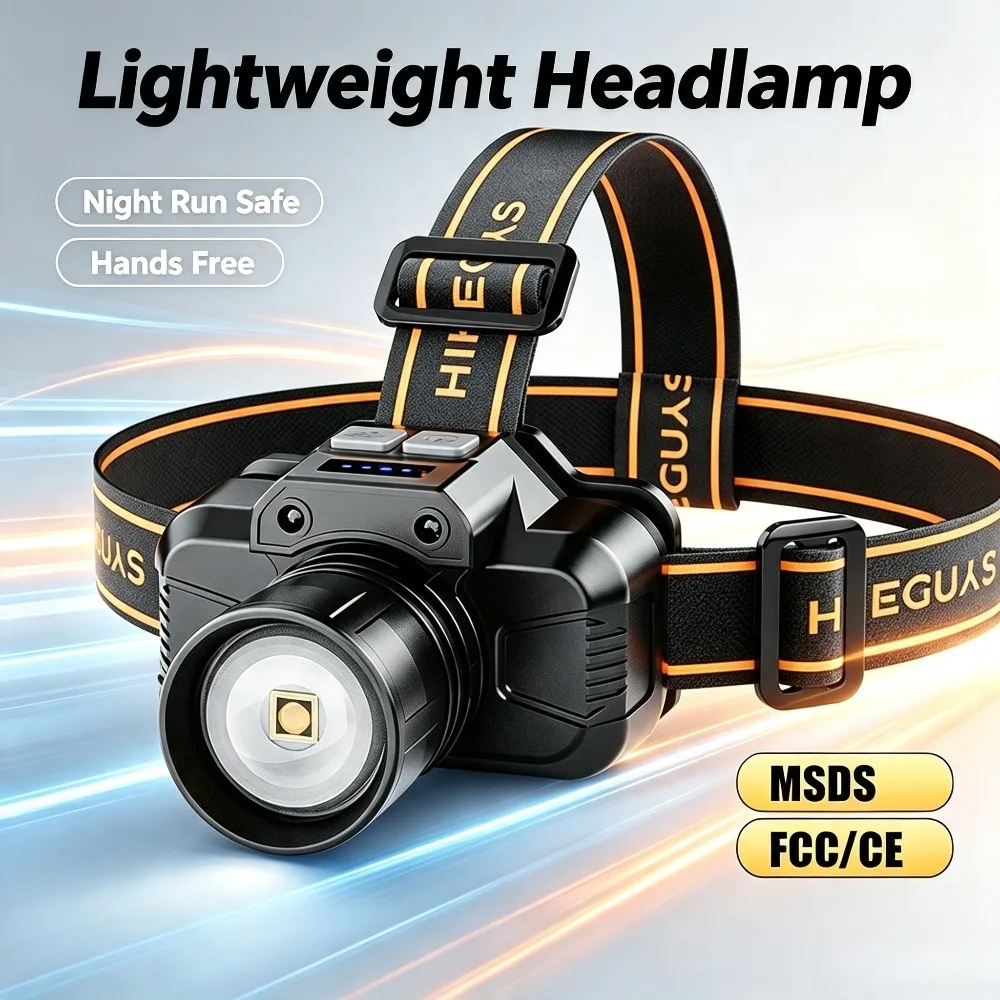 Long Endurance Rechargeable Wearable Head Flashlight High Power White Beam Head Torch for Night Fishing Camping Outdoor Work