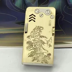 Precision Manual Pure Copper Kerosene Lighter Dragon Tongue Mechanical Press Automatic Ejection Windproof Lighter Precious Gift