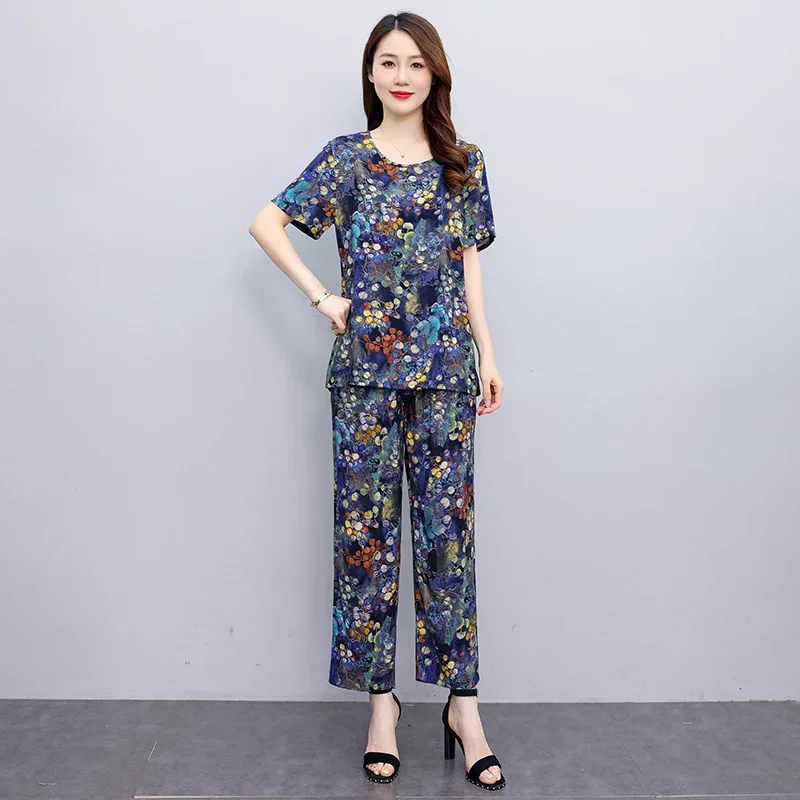 Summer Two Piece Sets for Women Tops and Wide Leg Pants Sets Casual Women Blouses Korean Style Elegant Outifits