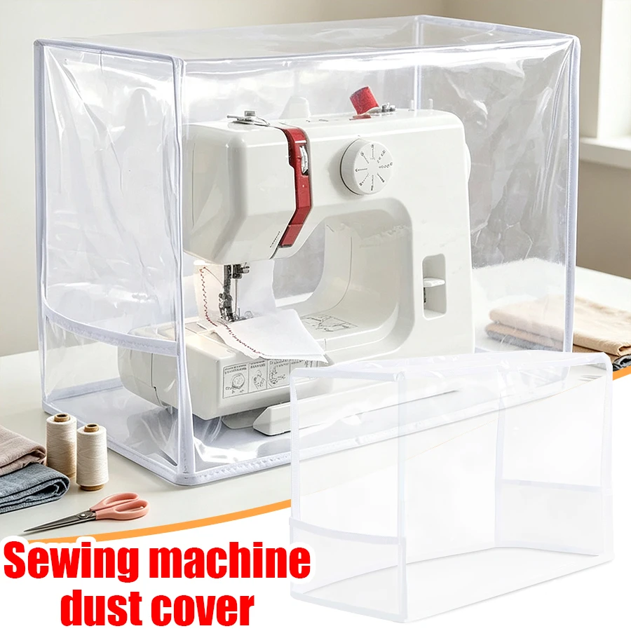 Clear PVC Sewing Machine Dust Cover Waterproof Universal Protective Cover with Storage Pocket for Most Household Sewing Machine