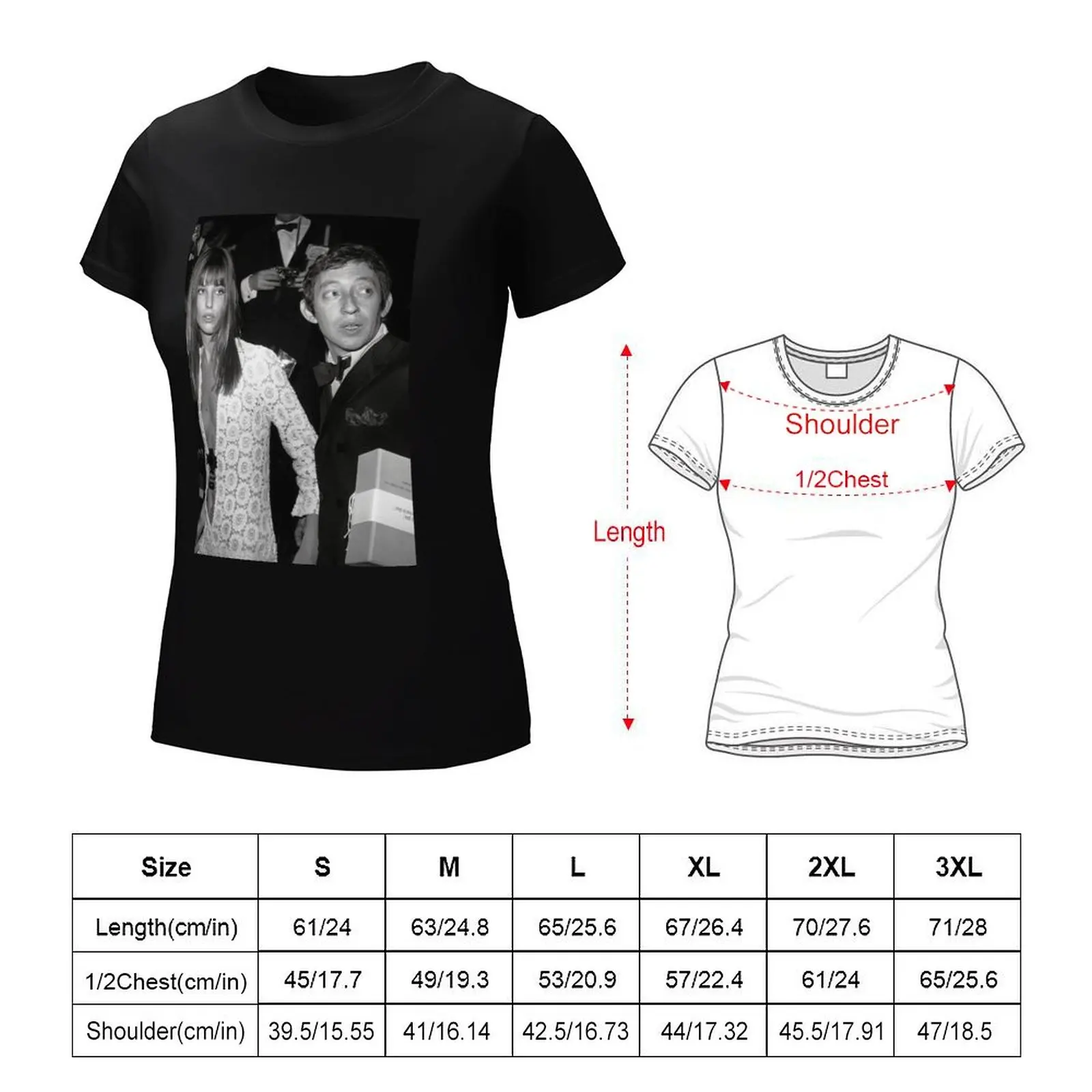 Jane Birkin and Serge Gainsbourg T-Shirt tops vintage lady clothes graphic t-shirts for Women