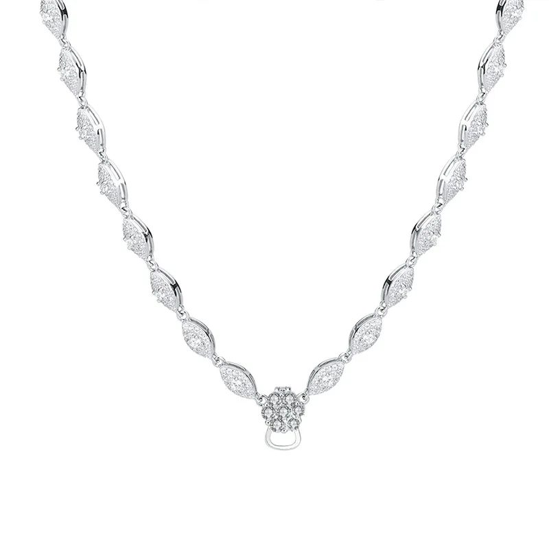 

New fashion S925 silver inlaid 5A zircon ladies temperament personality full diamond universal chain