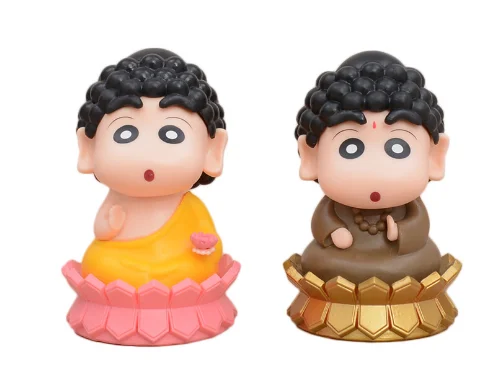 2 Signs Cheap Sale Crayon Shin-chan cos Lord Buddha Cute Anime Action Figure Toys 10CM