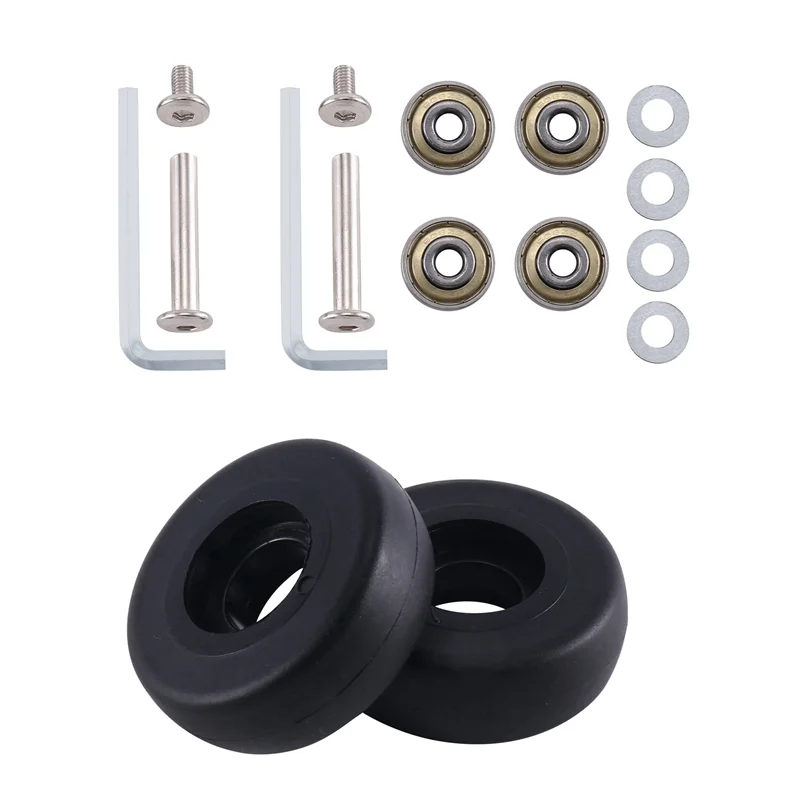 48Mm X18mm 2 pares de maletas de equipaje ruedas de repuesto ejes reparación de lujo ruedas de repuesto de equipaje negro-B61B