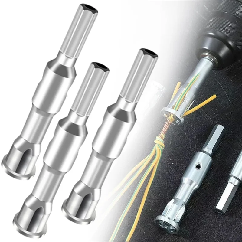 3Pcs Wire Stripping And Twisting Tool, Automatic Wire Stripper And Twister, Hex Shank Cable Twisting Device-ABLI